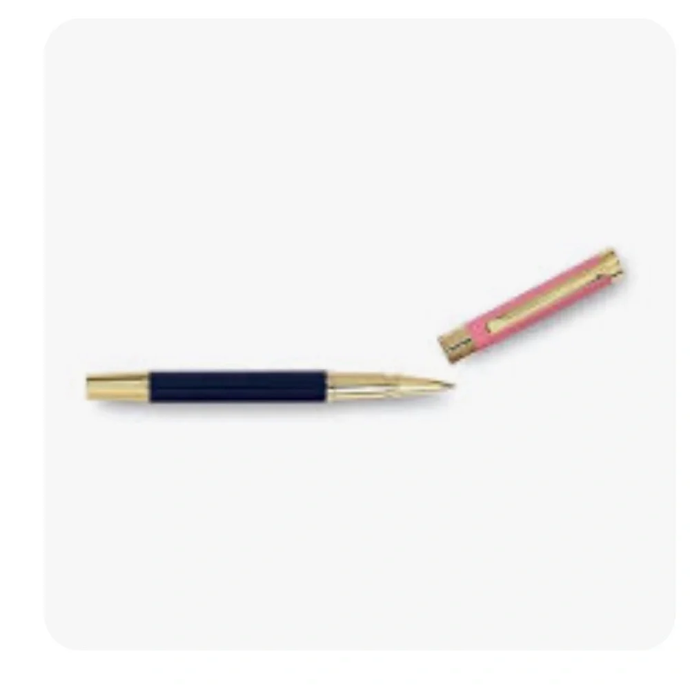 Kate Spade color-block navy and pink  Pen with‎ gold Accent